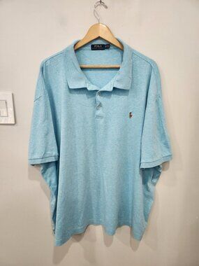 Polo Ralph Lauren Polo Shirt Mens 4XB Big Pony Light Blue Normcore Dadcore